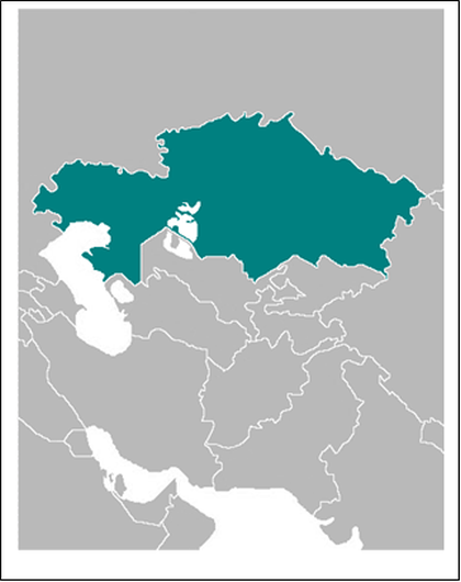 Two tone map of Kazakhstan